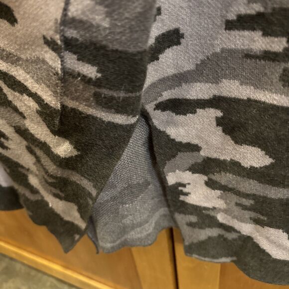 Rachel Zoe Green Camouflage Long Sleeve Cardigan Sweater XL Pockets Slits - Picture 6 of 8